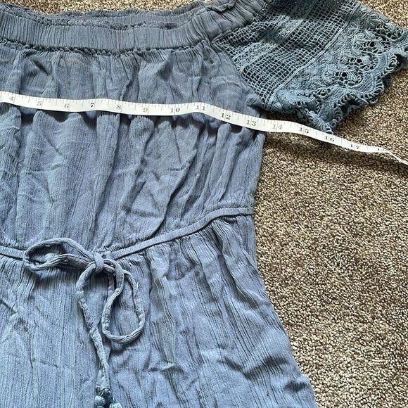 Hint Of Blush Navy Blue Off Shoulder Romper Size S - Picture 11 of 11